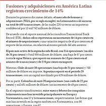 Fusiones y adquisiciones en Amrica Latina registran crecimiento de 14%
